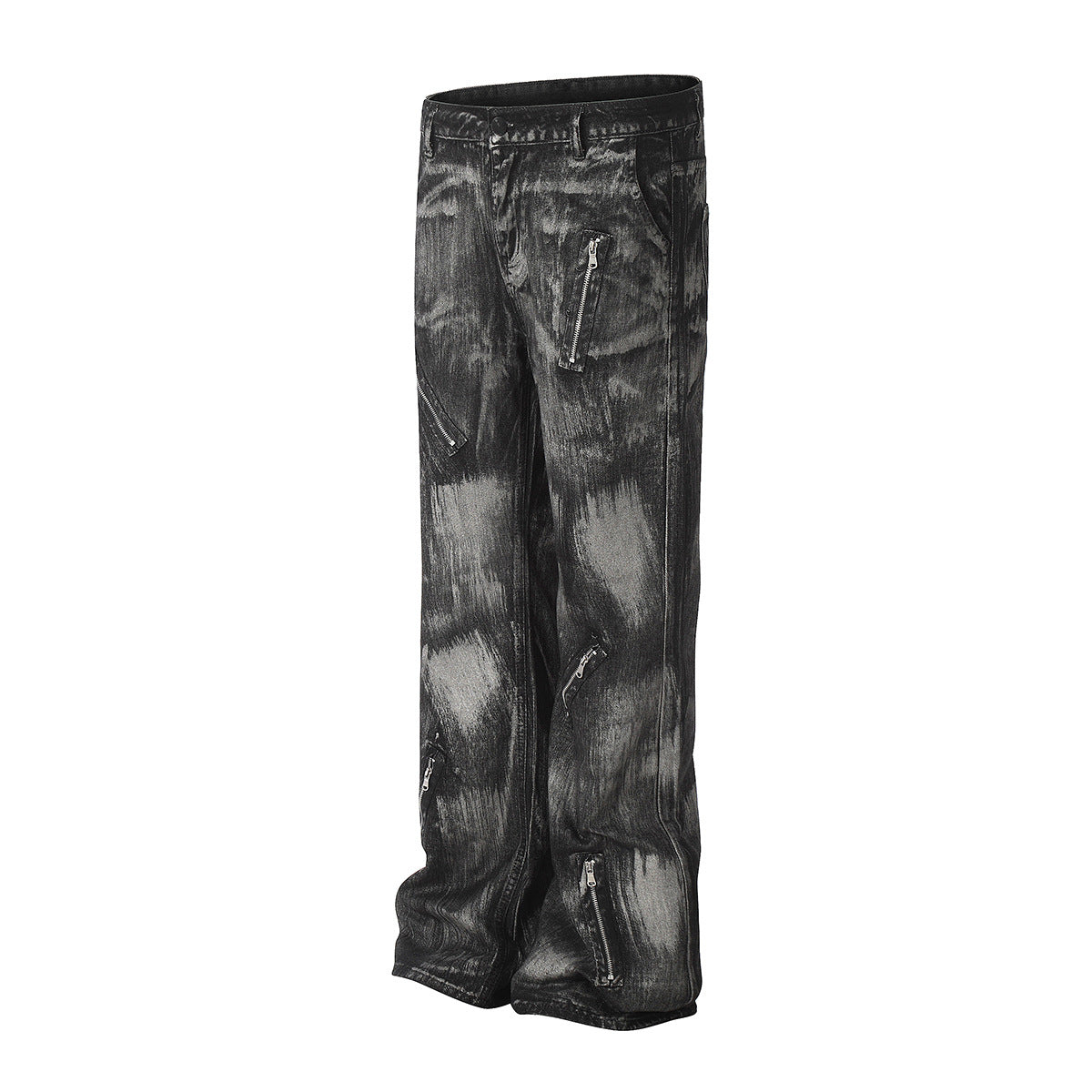 Paint Brush Zipper Flare Denim Jeans