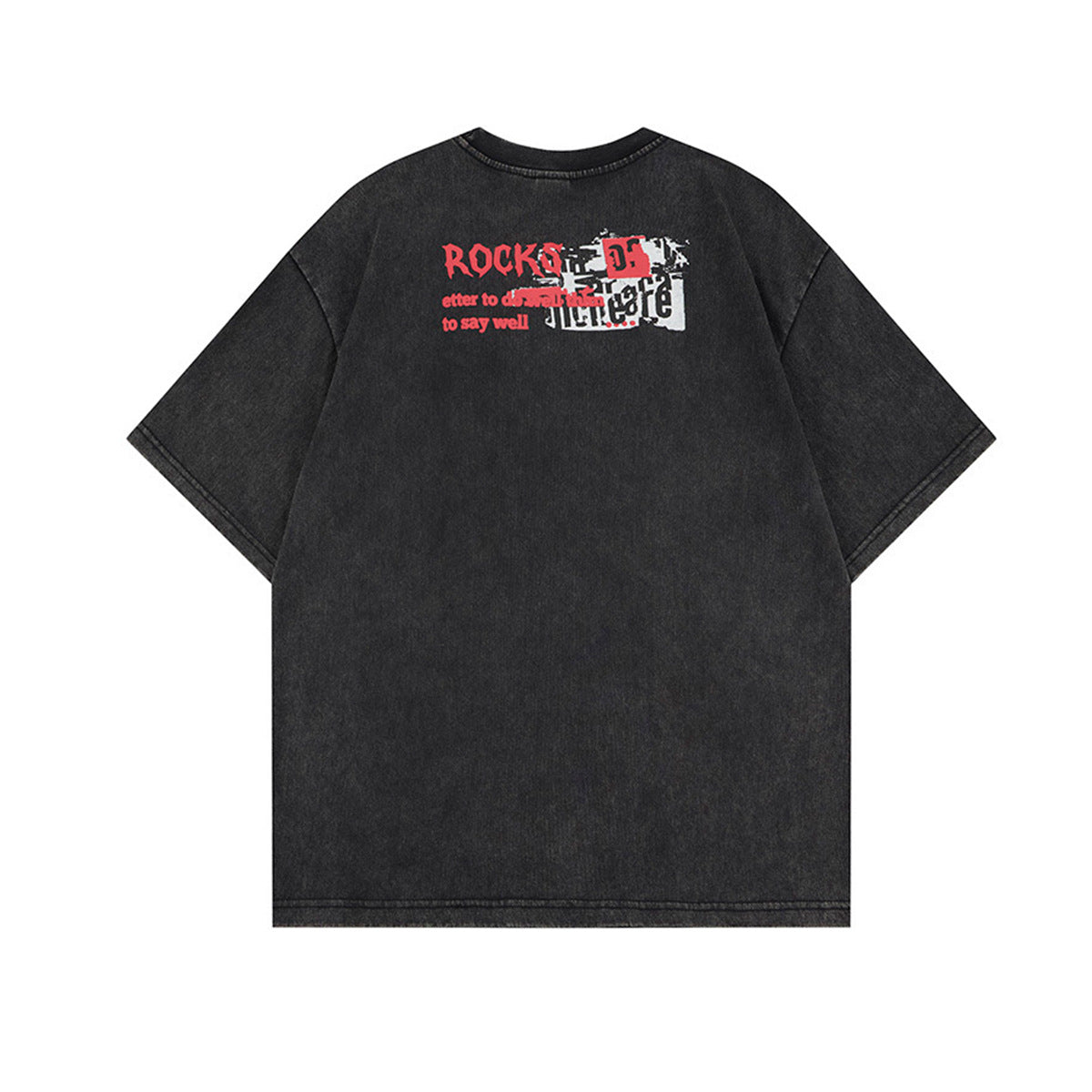 Washed Rock Band Print Short Sleeve T-Shirt