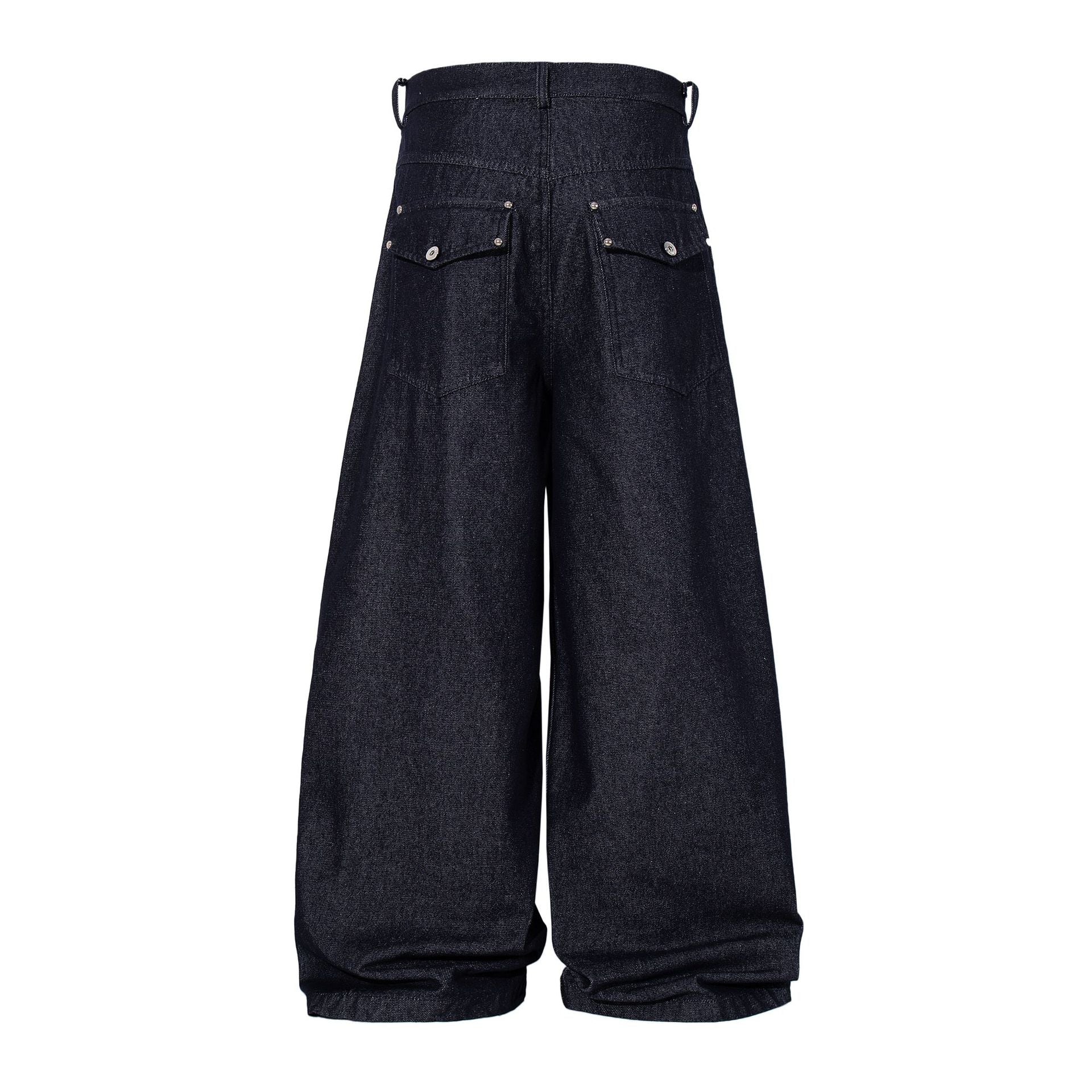 Raw Denim Deconstruction Wide Leg Denim Jeans
