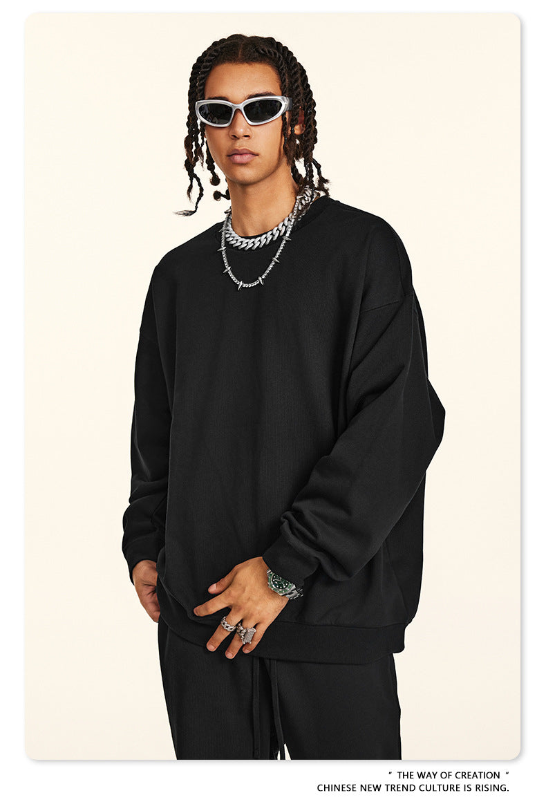 Oversize Heavyweight Basic Round Neck Sweatshirt