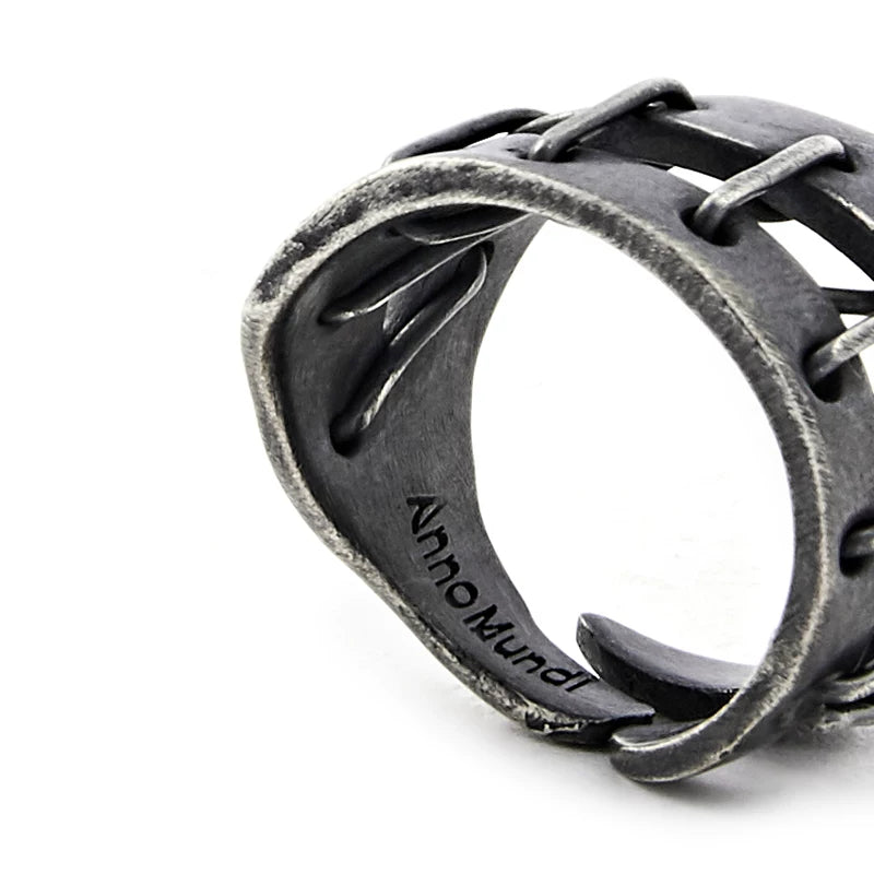 Dark Heavy Strap Silver Ring
