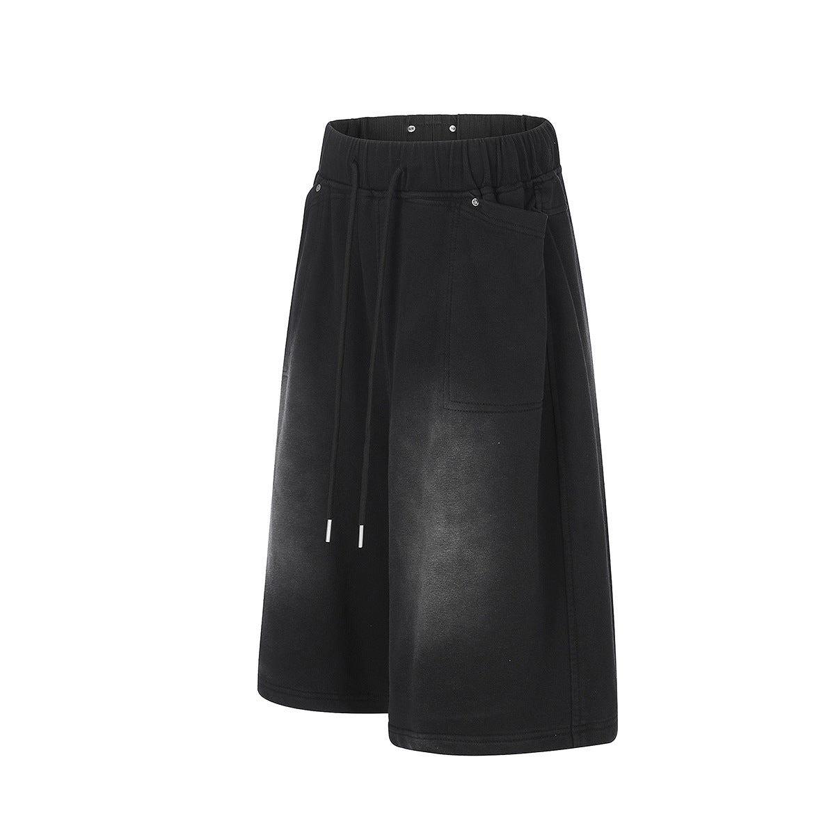 Washed Drawstring Half Sweatpants