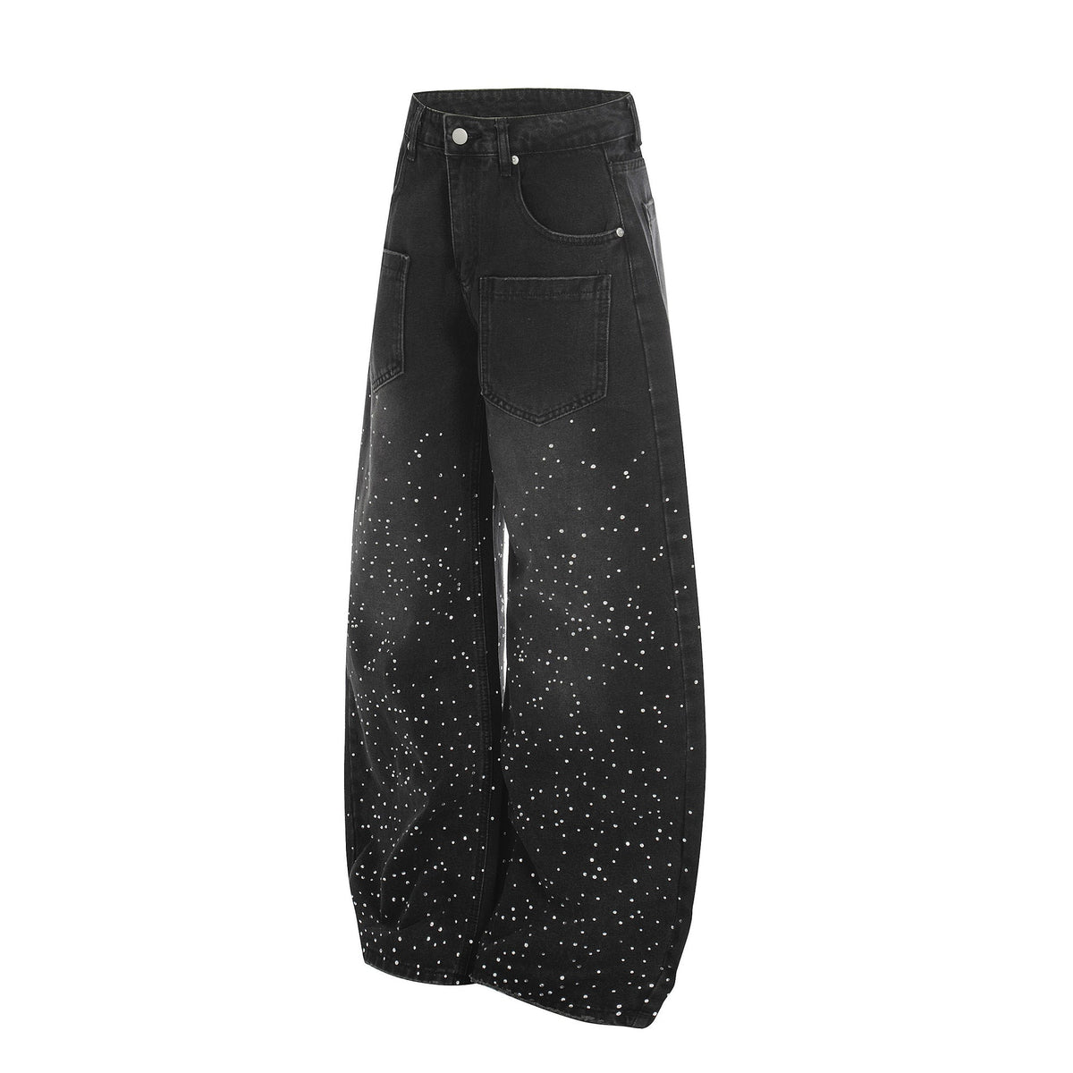 Washed Paint Pocket Wide Leg Denim Jeans