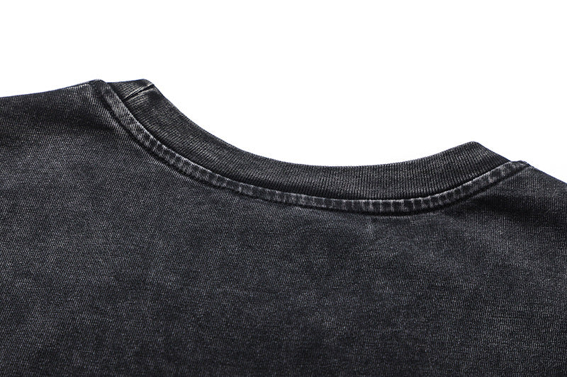 Heavyweight Wash Raw Edge Patchwork Short Sleeve T-Shirt