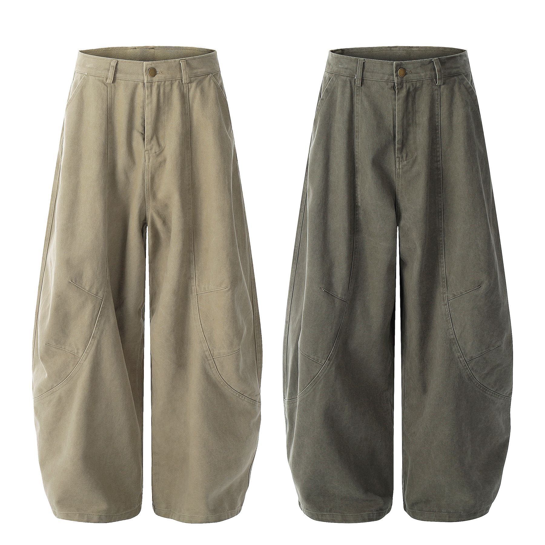 Wide Leg Curved Cargo Pants