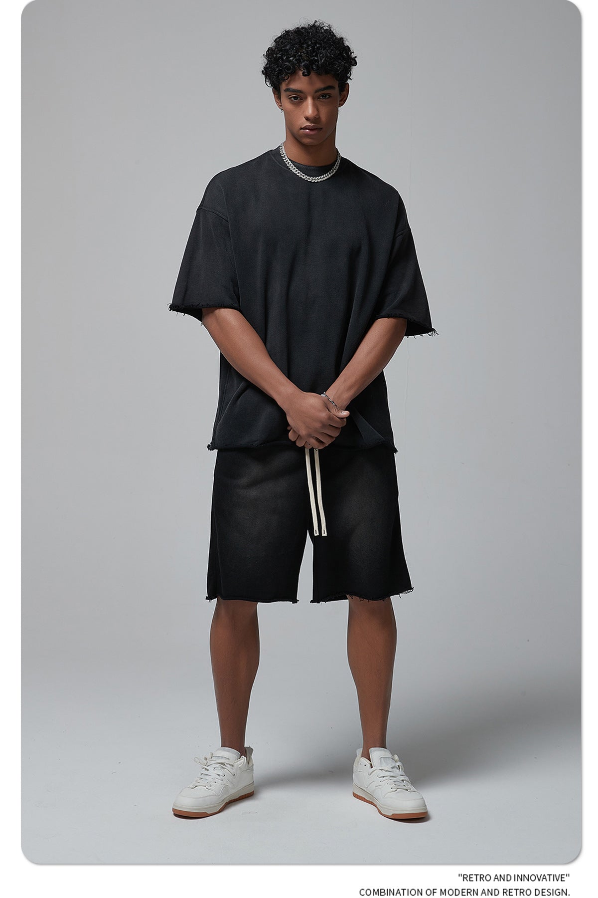 Oversize Spray-dyed Short-sleeve T-shirt & Spray-dyed Short Sweatpants Setup