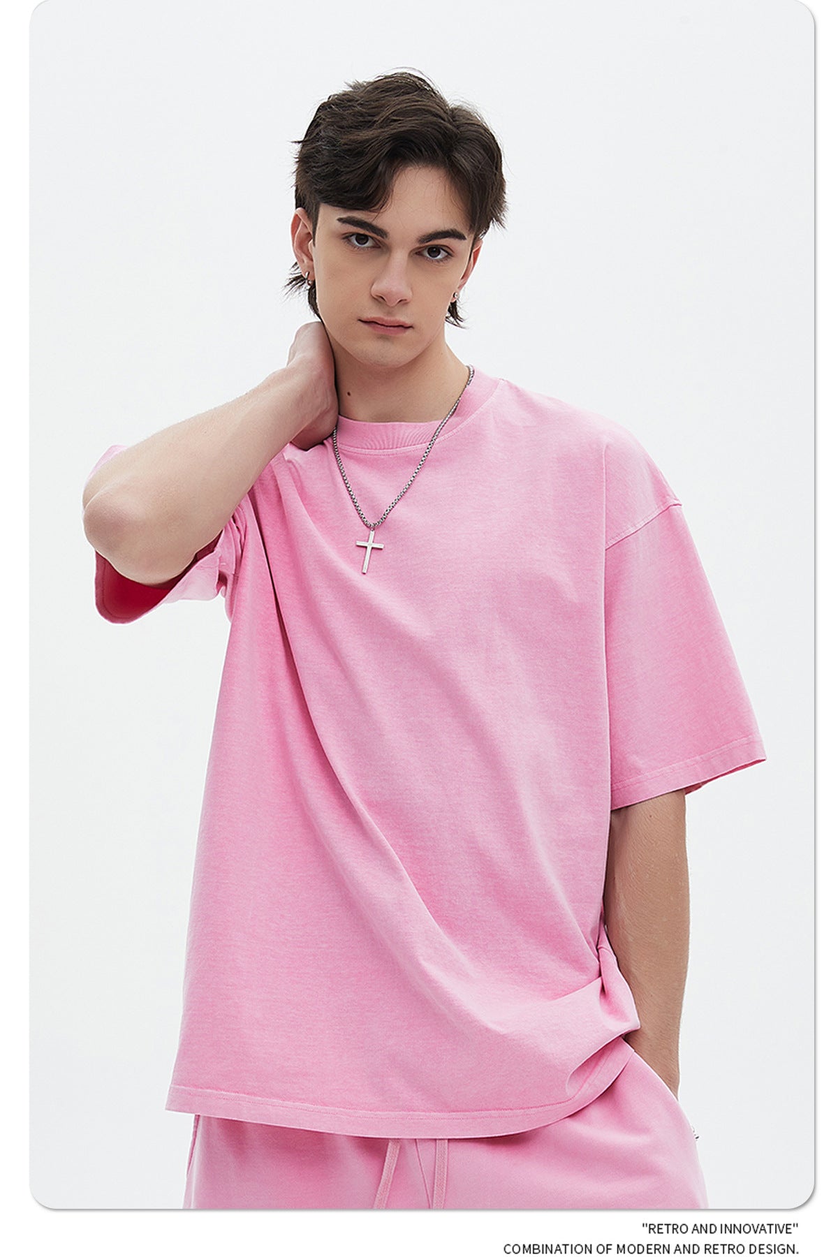 Oversize Washed Short-sleeve-T-shirt & Washed Short Sweatpants Setup