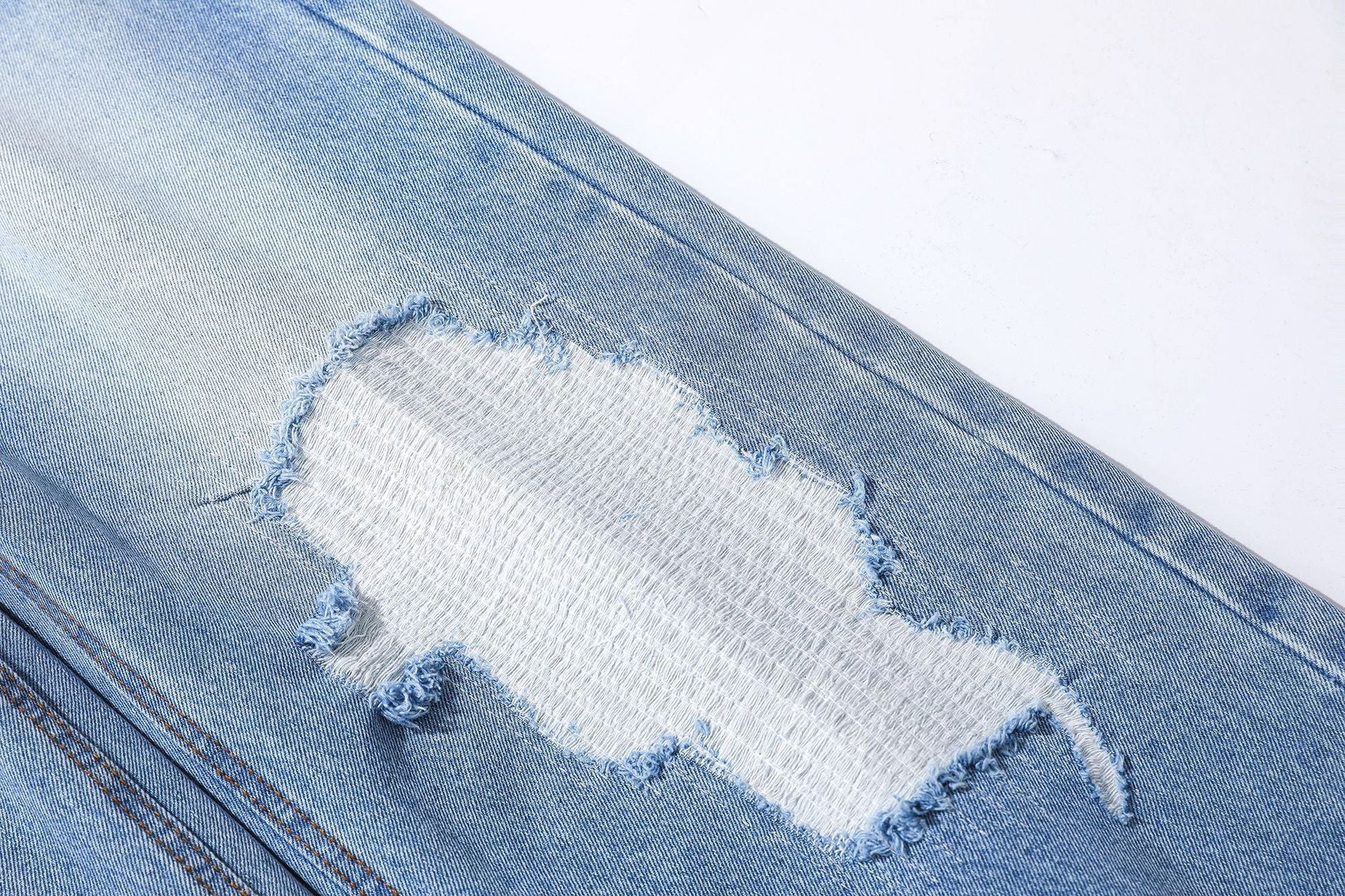 Washed Damage Wide Leg Flare Denim Jeans