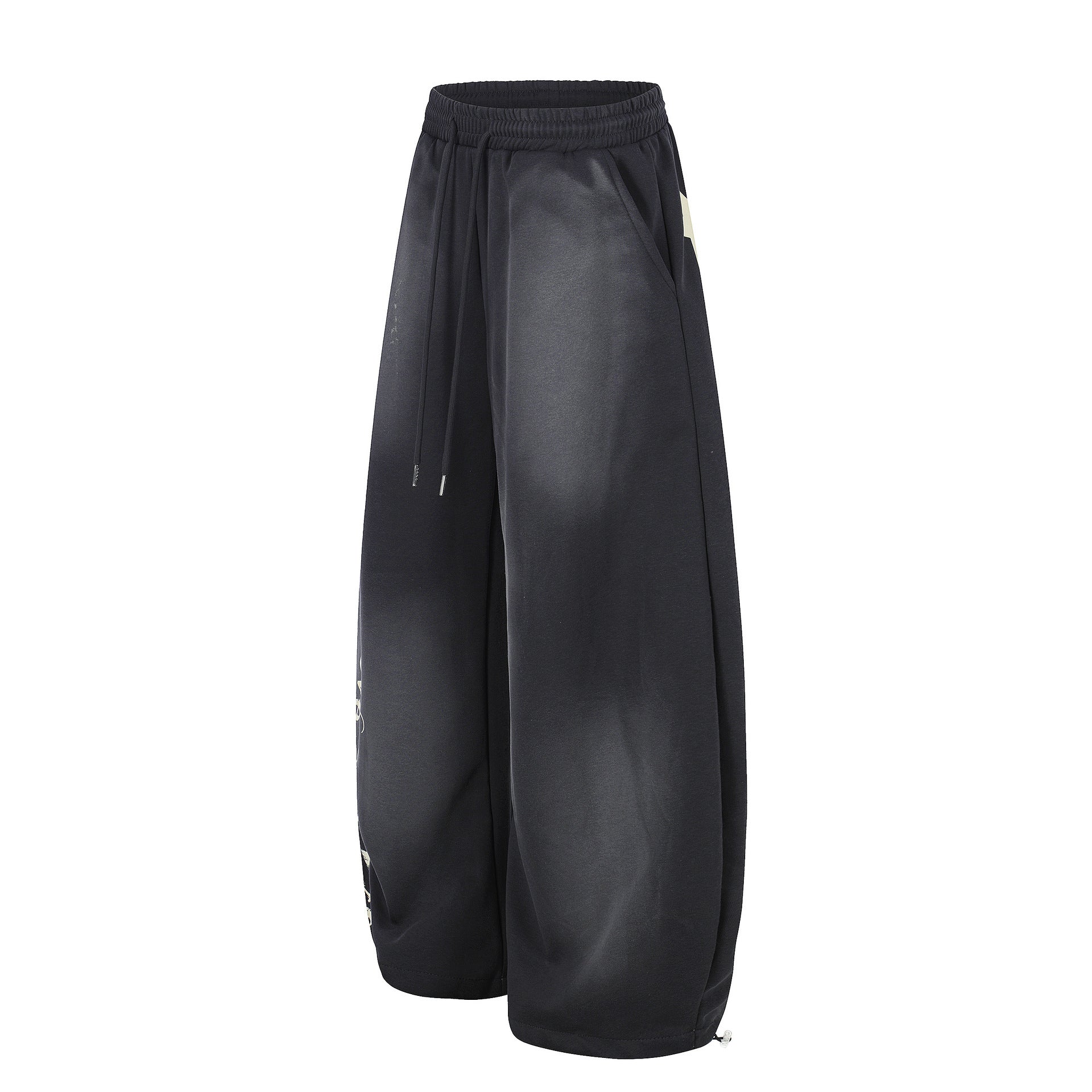 Washed Gradient Logo Print Wide Leg Sporty Pants