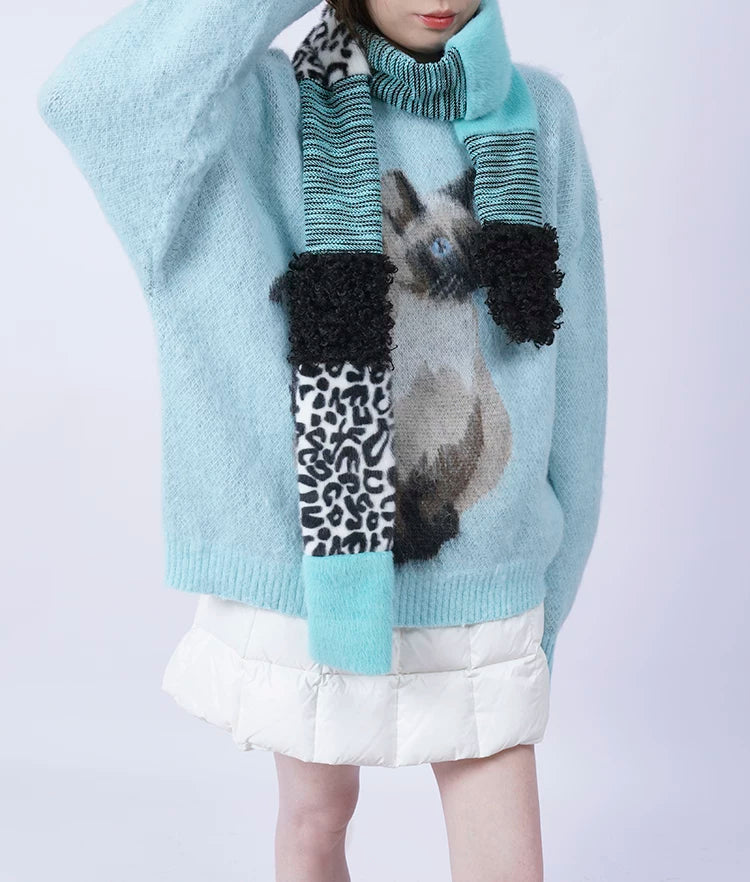 Patchwork Fake Fur Scarf