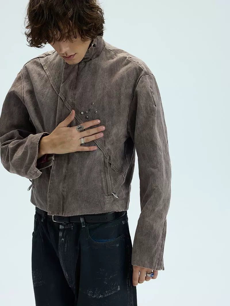 High-neck Short Zipper Jacket