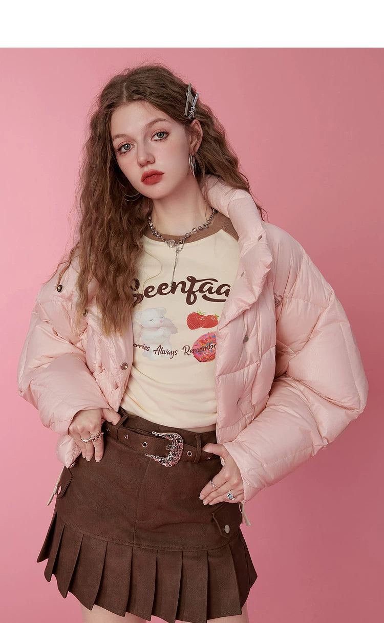Short Thick White Duck Down Jacket