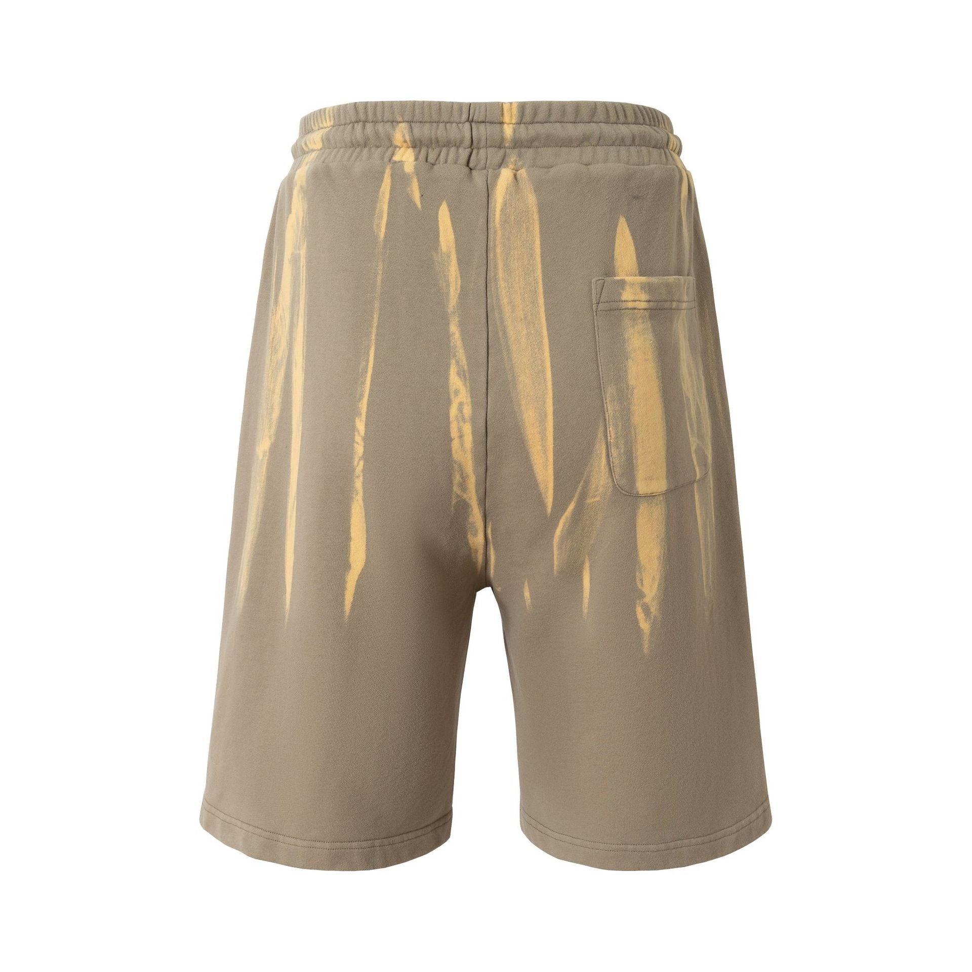 Drawstring Wash Tie-Dye Damage Half Sweatpants