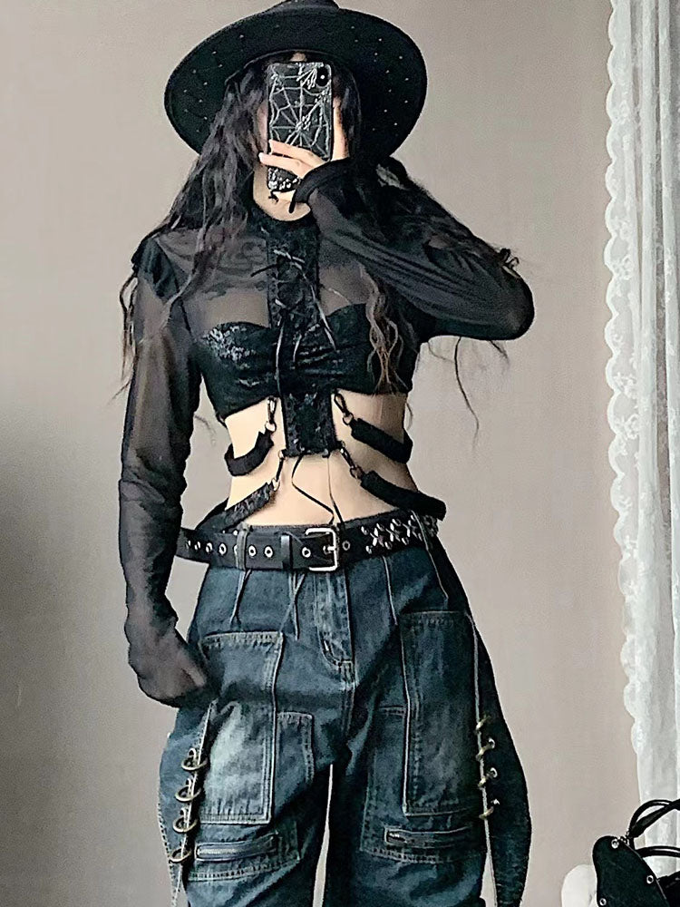 Sheer Mesh Short Blouse