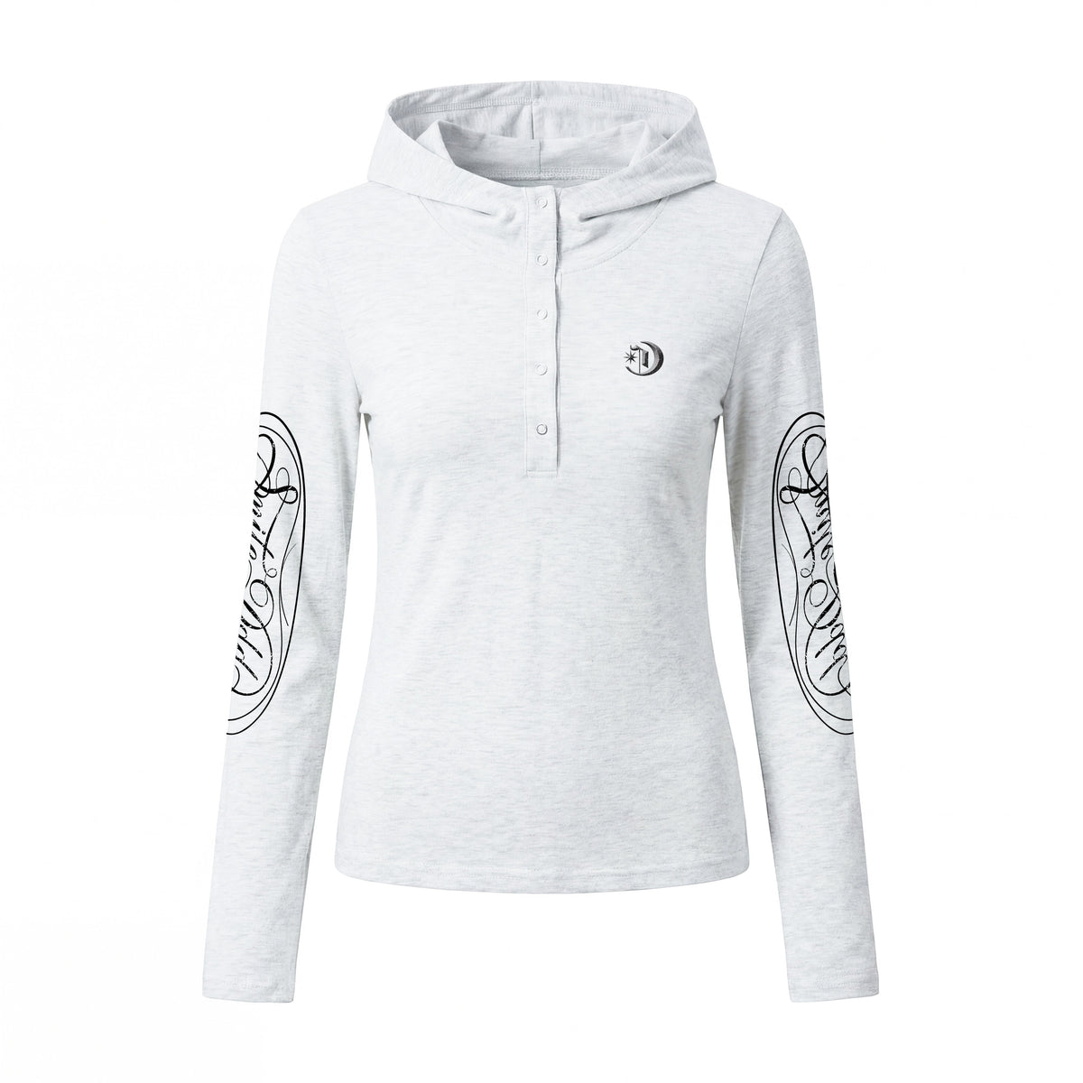 Hooded Button Print Long Sleeve T-Shirt