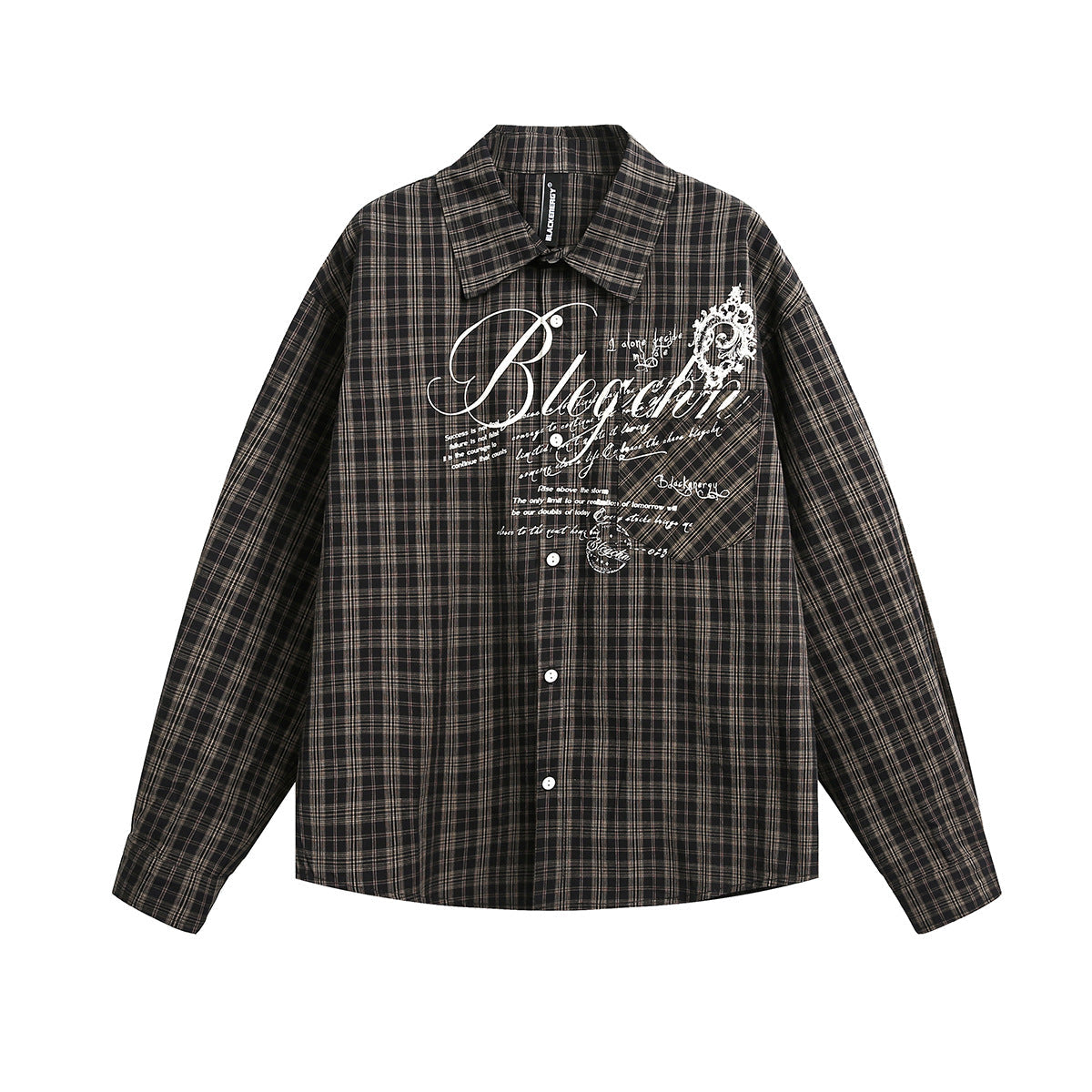 Plaid Letter Print Long Sleeve Shirt