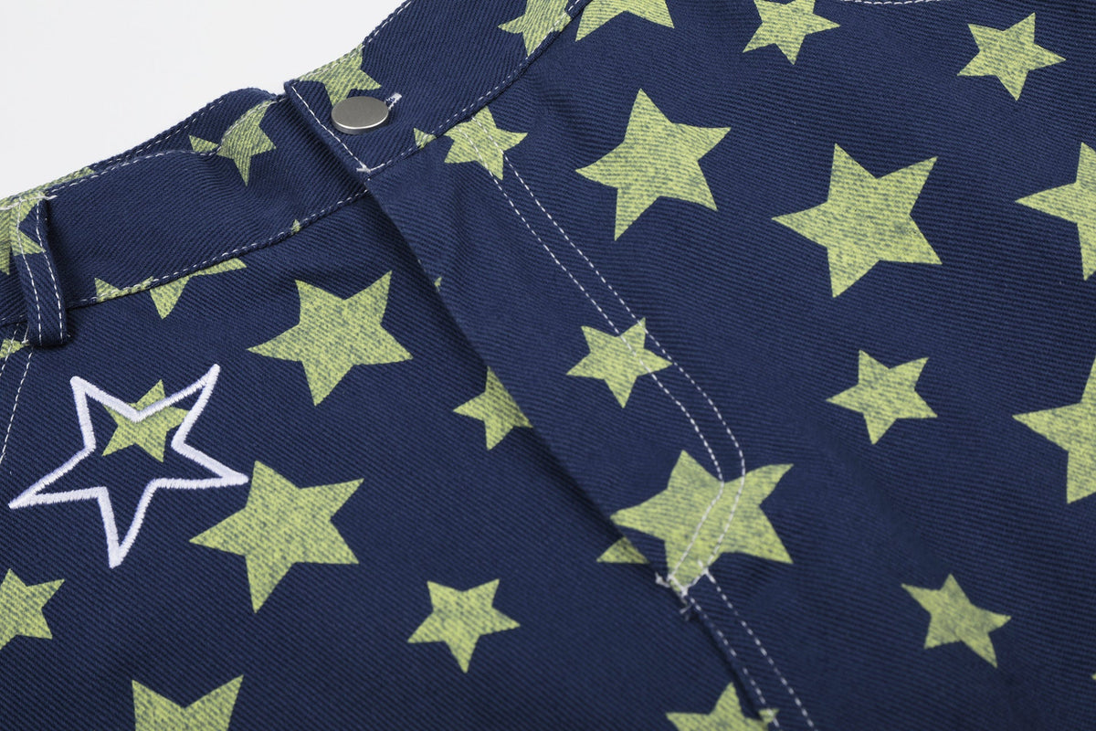 Star Print Denim Jort
