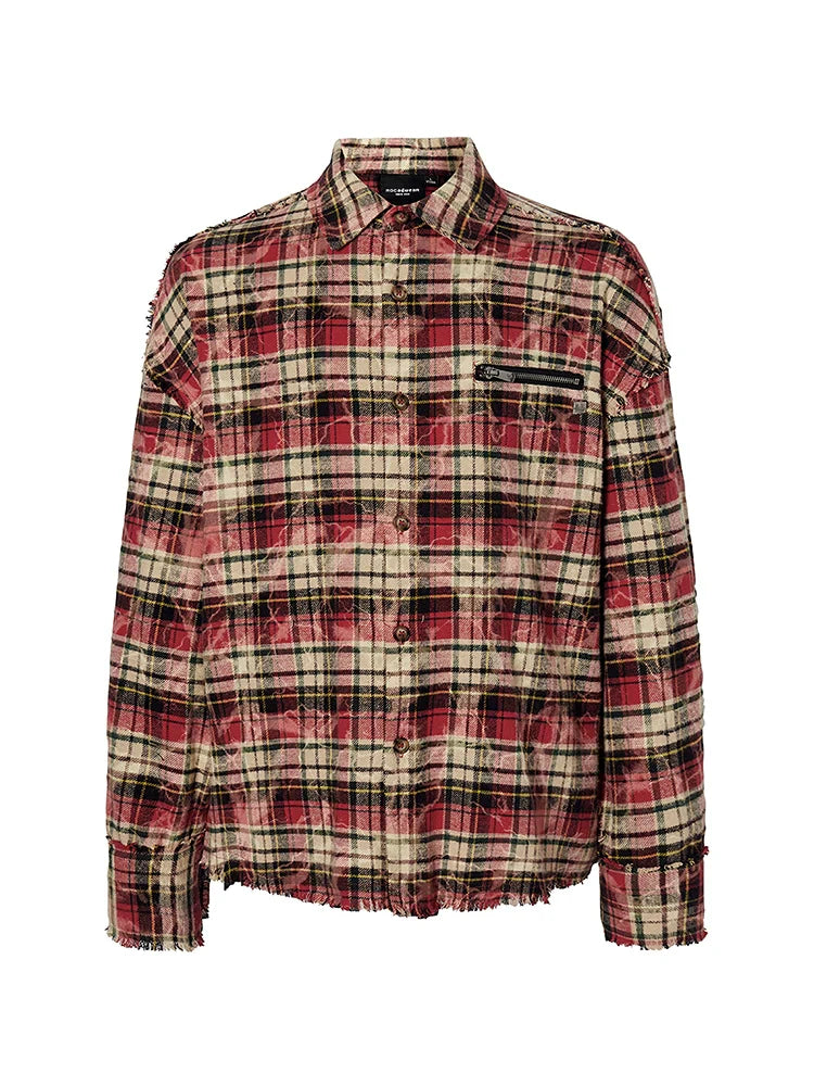 Edge Plaid Design Print Long Sleeve Shirt