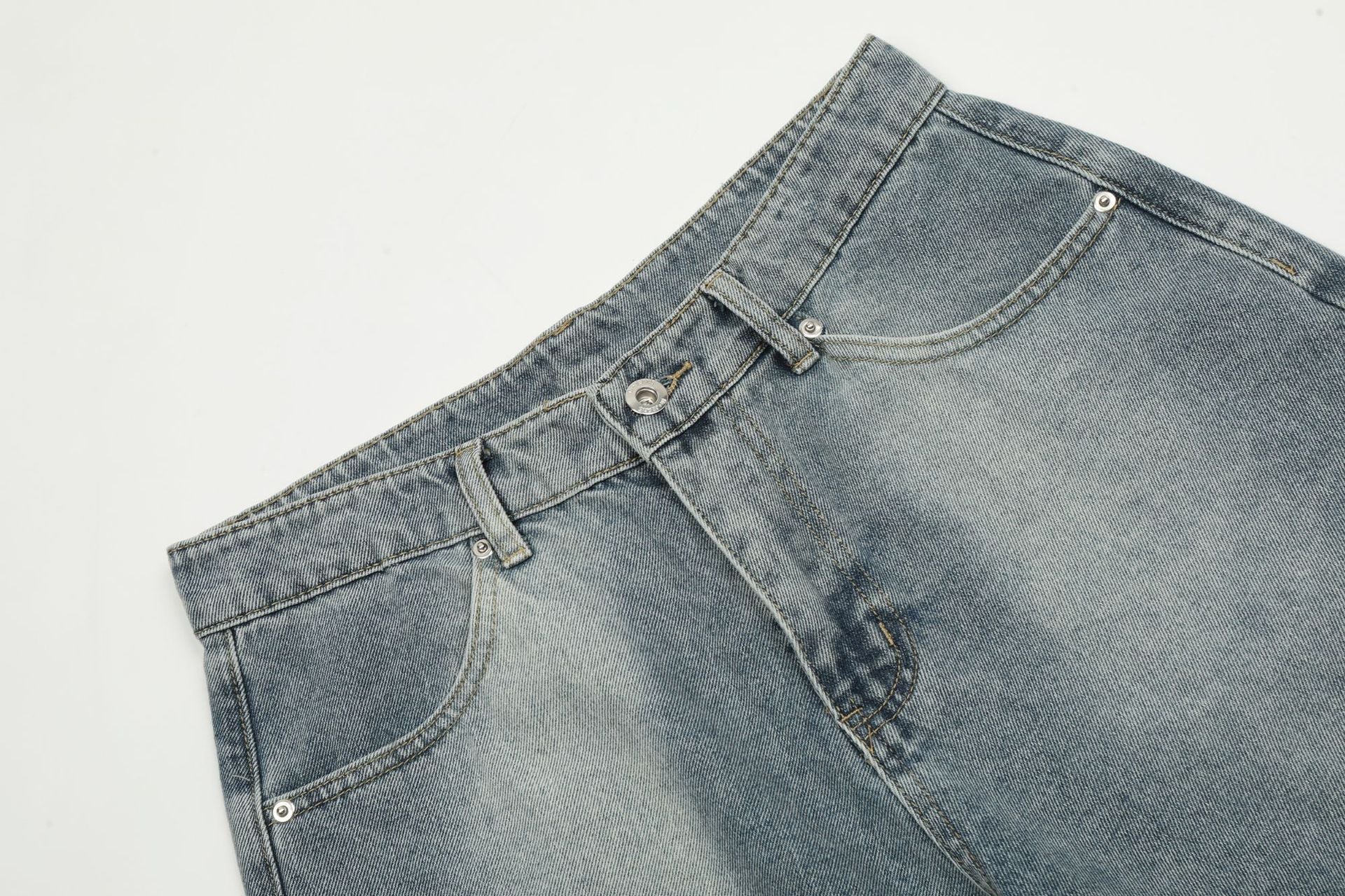 Washed Deconstruction Wide Leg Denim Jort