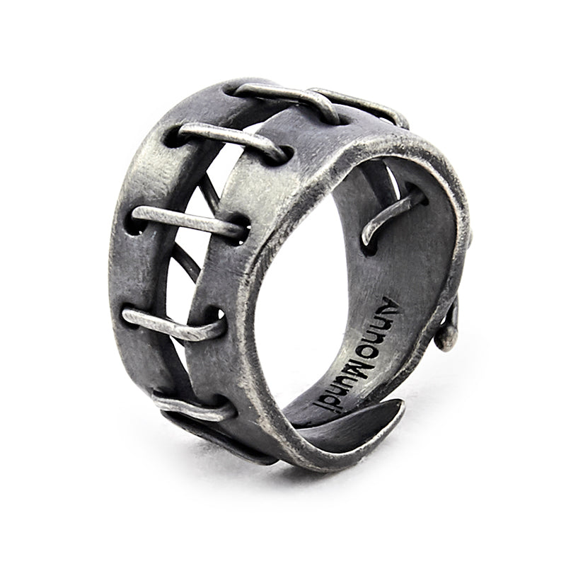 Dark Heavy Strap Silver Ring