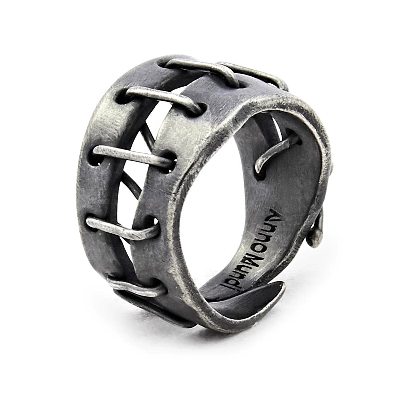 Dark Heavy Strap Silver Ring