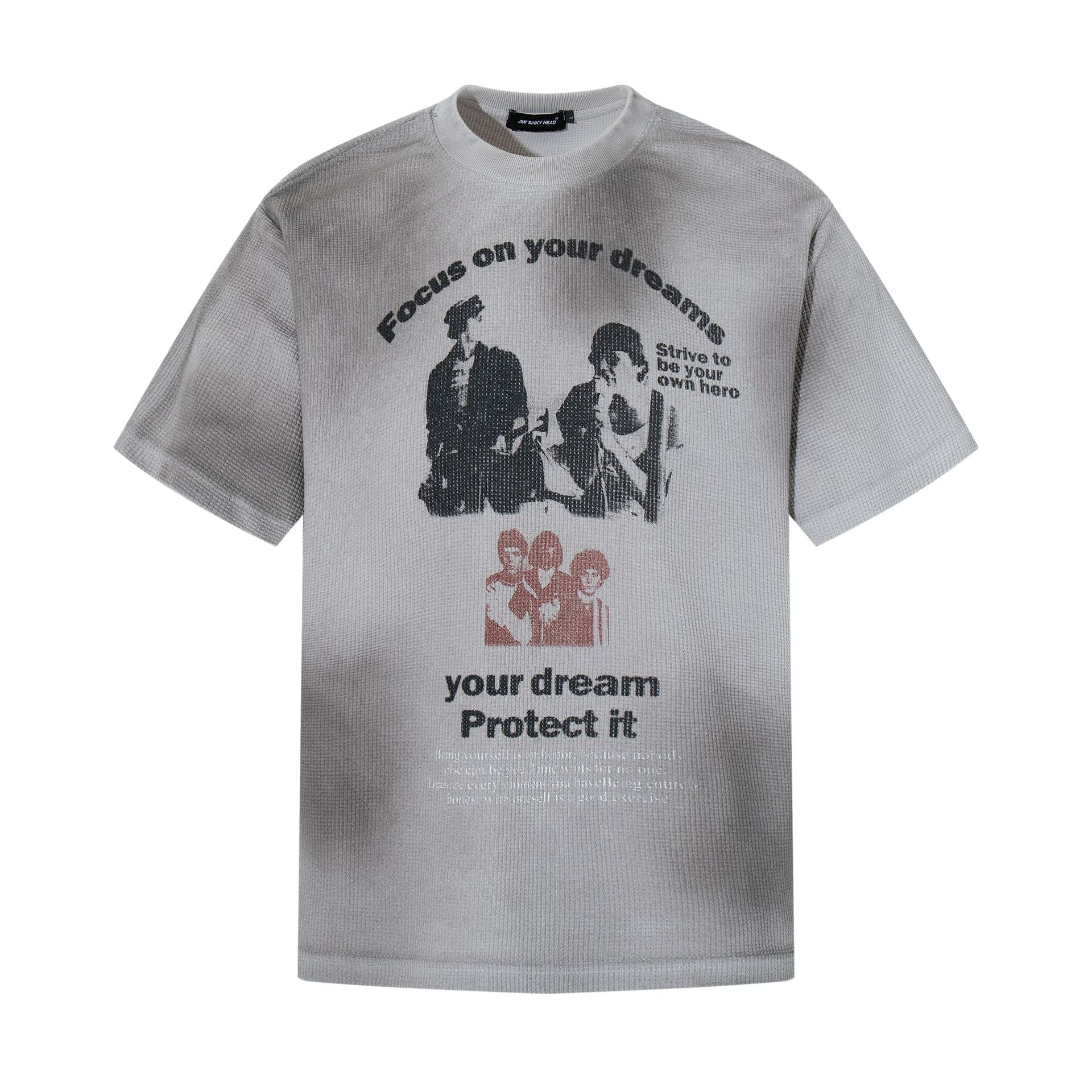 Waffle Figure Graphic Letter Print Short Sleeve T-Shirt