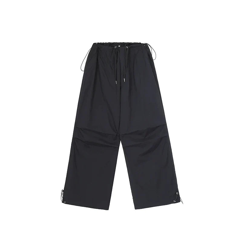 Drawstring Wide-Leg Workwear Pants
