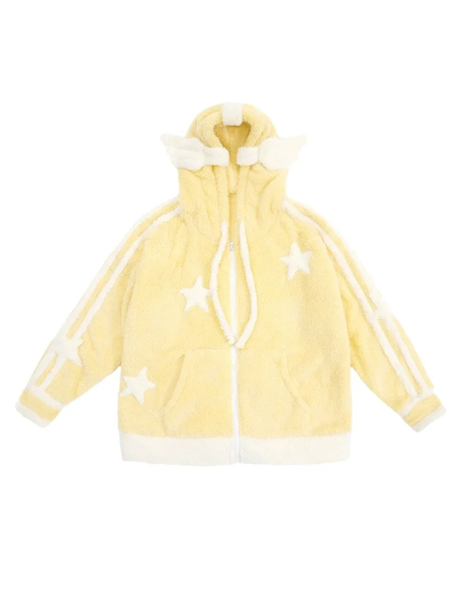 Angel Design Boa Zipper Hoodie