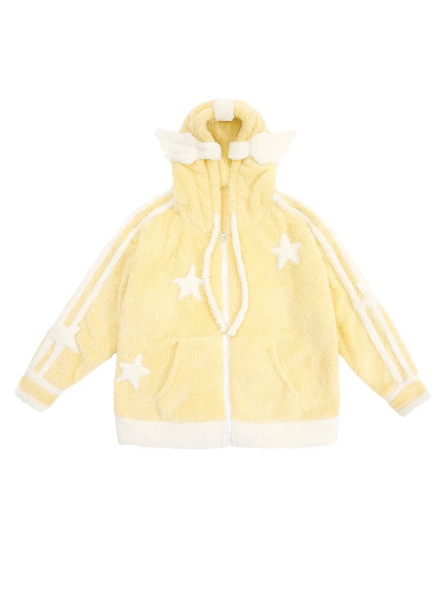 Angel Design Boa Zipper Hoodie