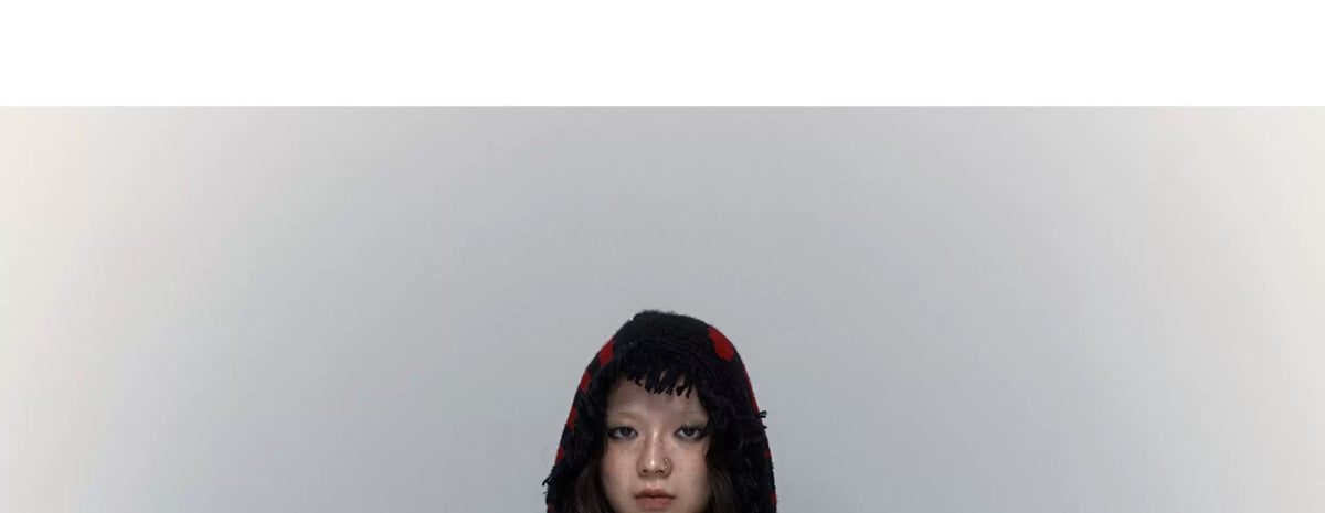 Skull Print Stripe Oversize Knit Hoodie
