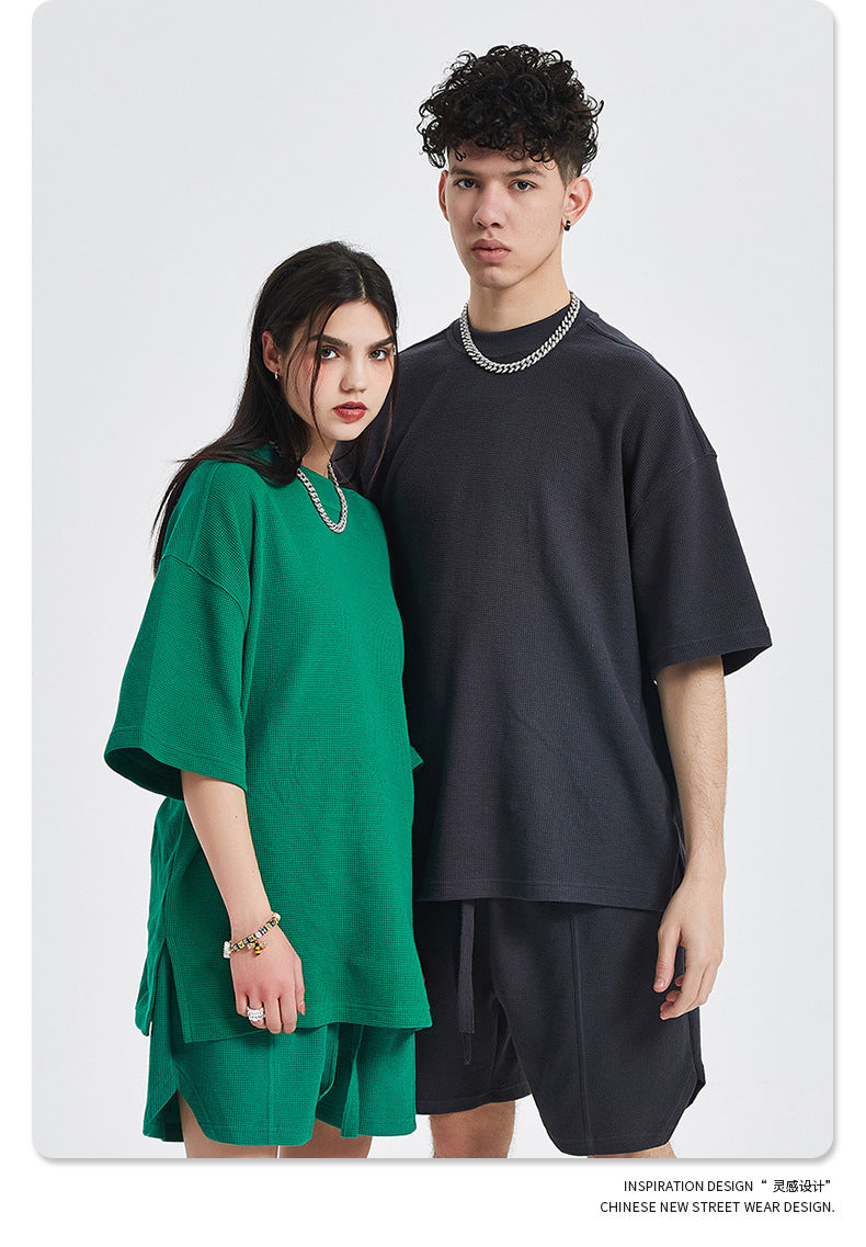 Oversize Waffle Short-sleeve T-shirt & Waffle Short Pants Setup