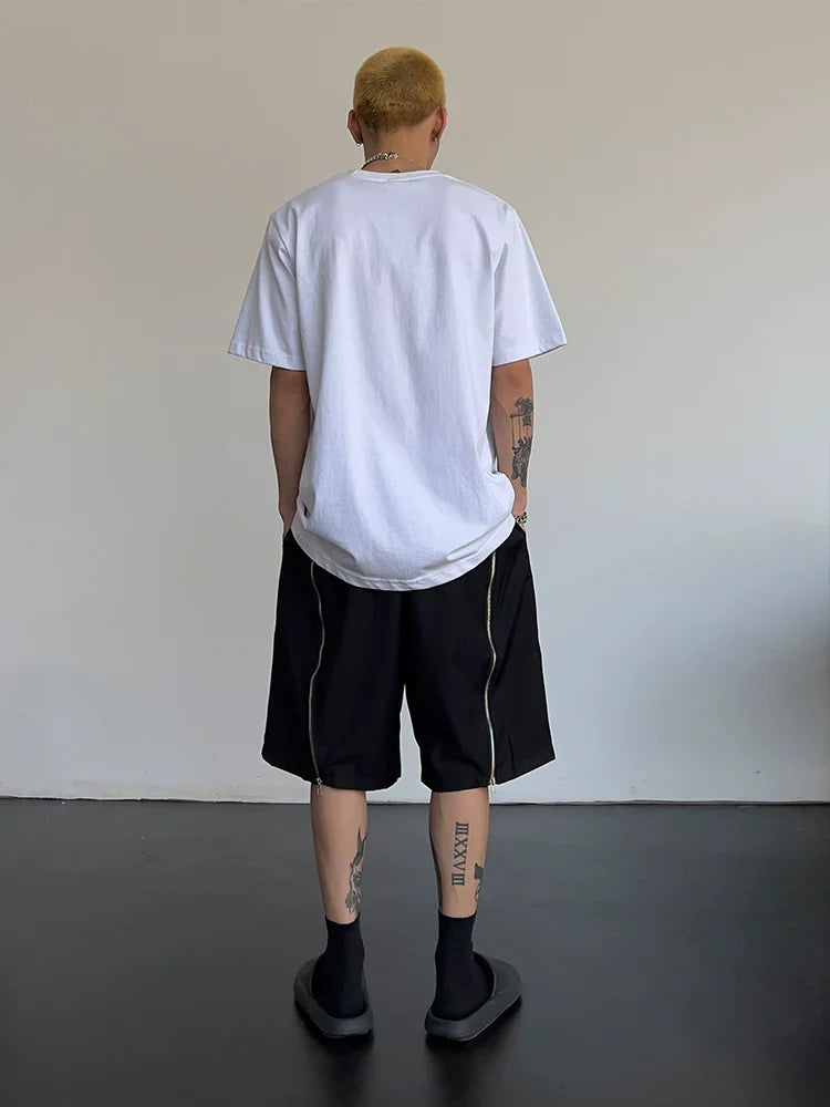 Back Zip Design Wide Leg Sporty Short Pants
