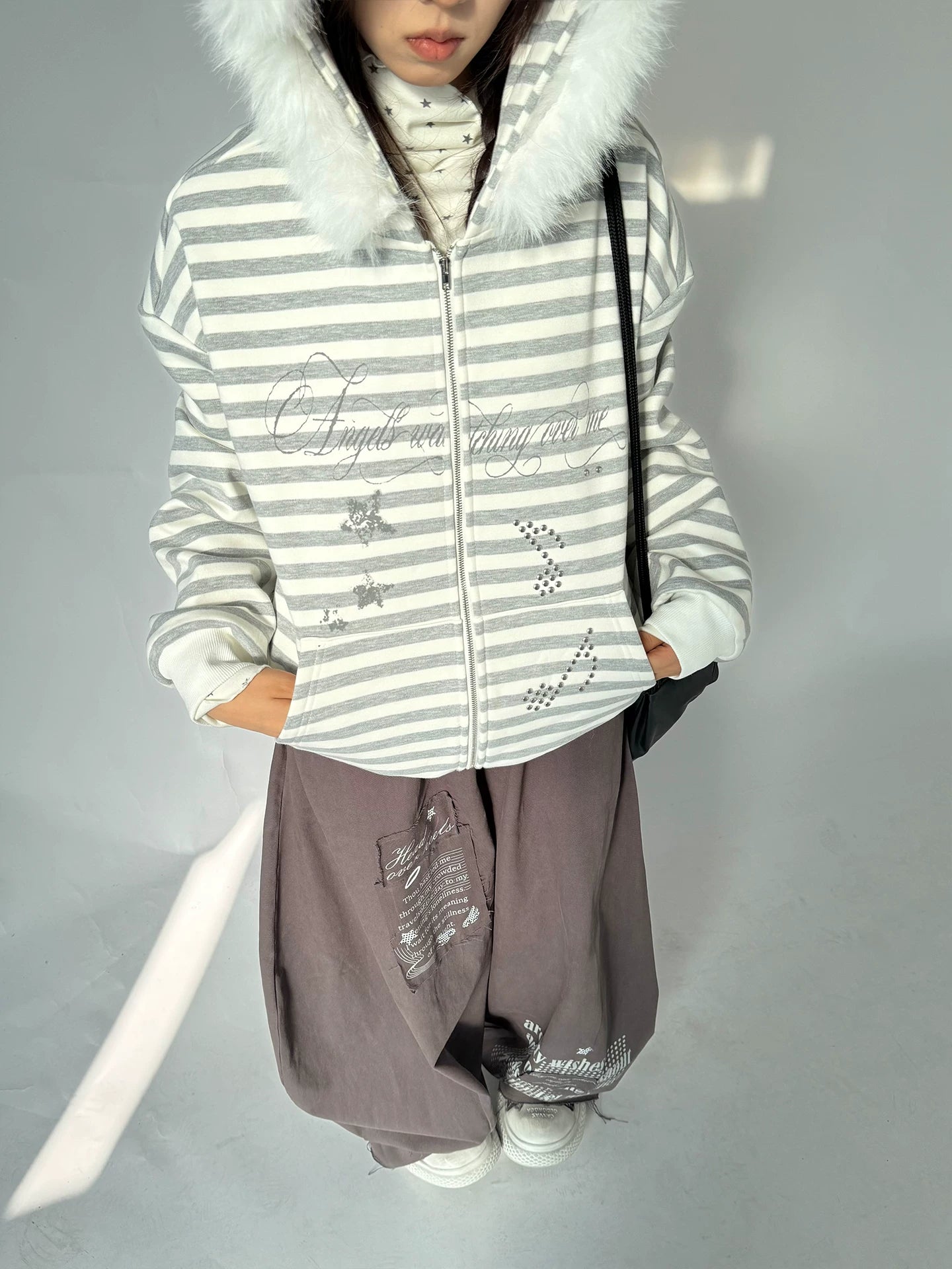 Detachable Fur Collar Fleece Lining Hooded Jacket