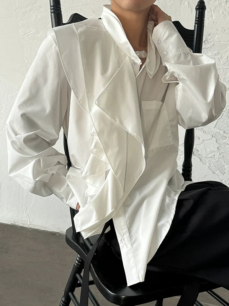 French Ruffle Long Sleeve Shirt