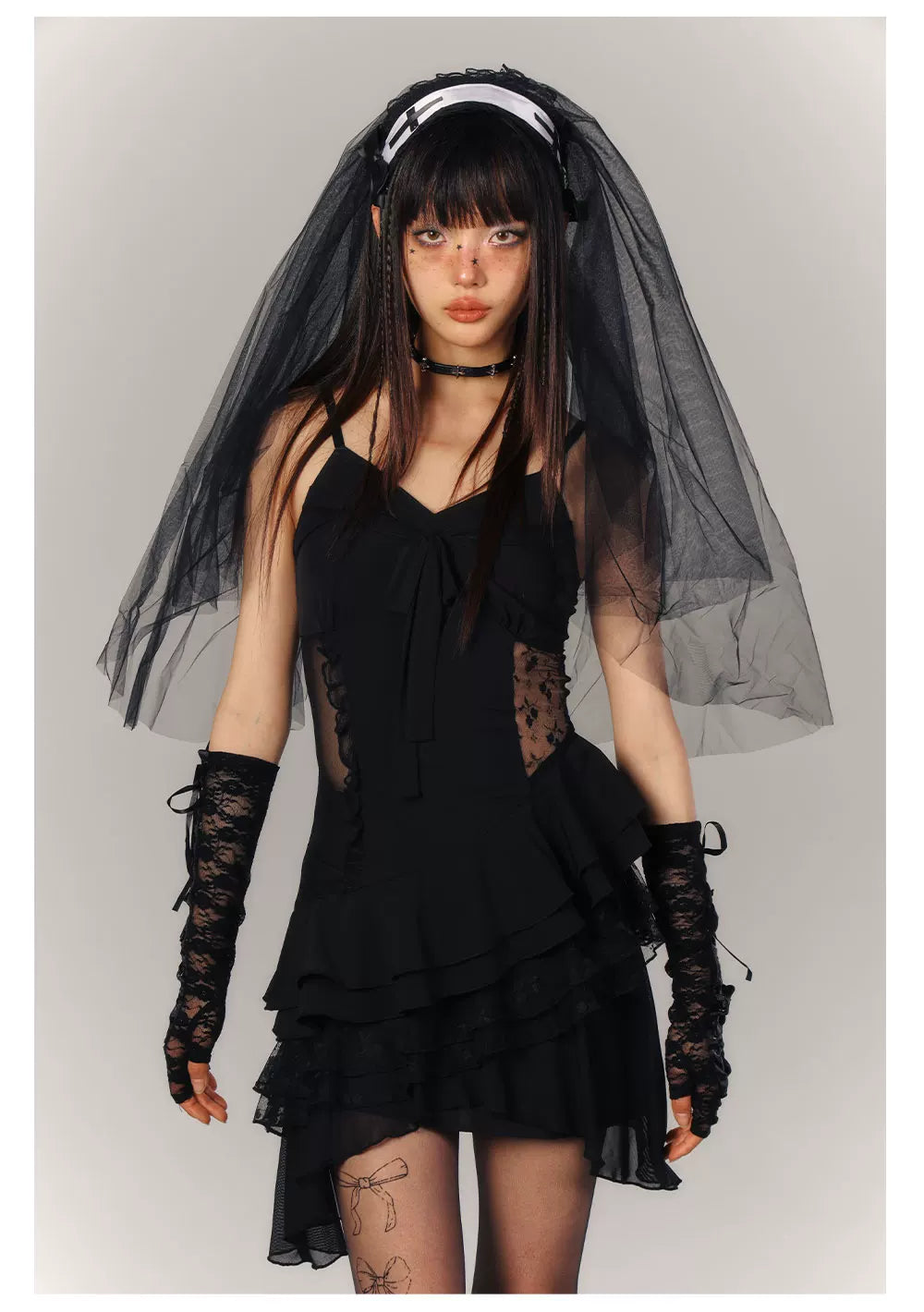 Lace Asymmetrical Layered Fitted Dress
