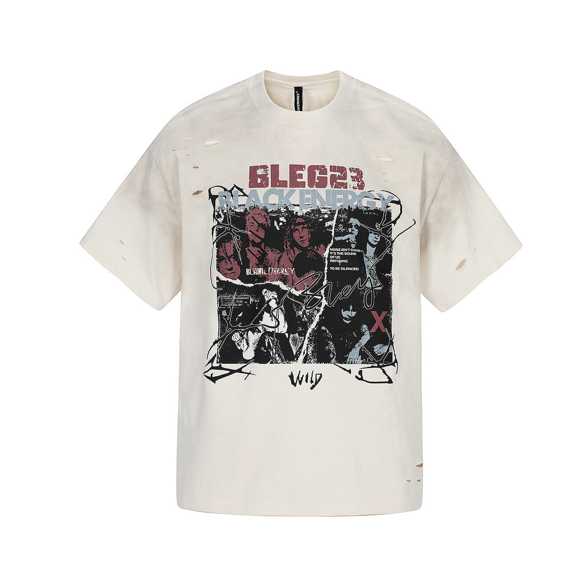 Graphic Print Dirty Dye Damage Short Sleeve T-Shirt