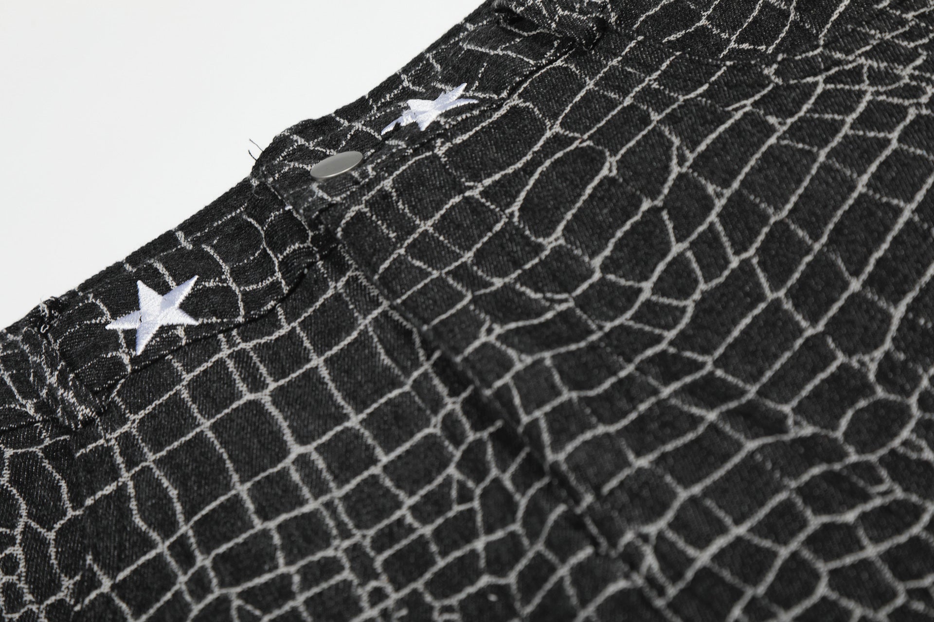 Crocodile Pattern Star Studs Wide Leg Pants