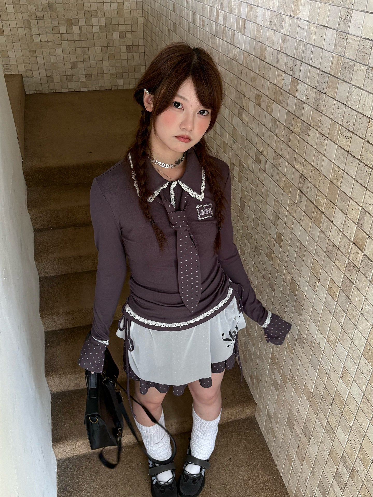 Lace Patchwork Splice Long Sleeve Shirt