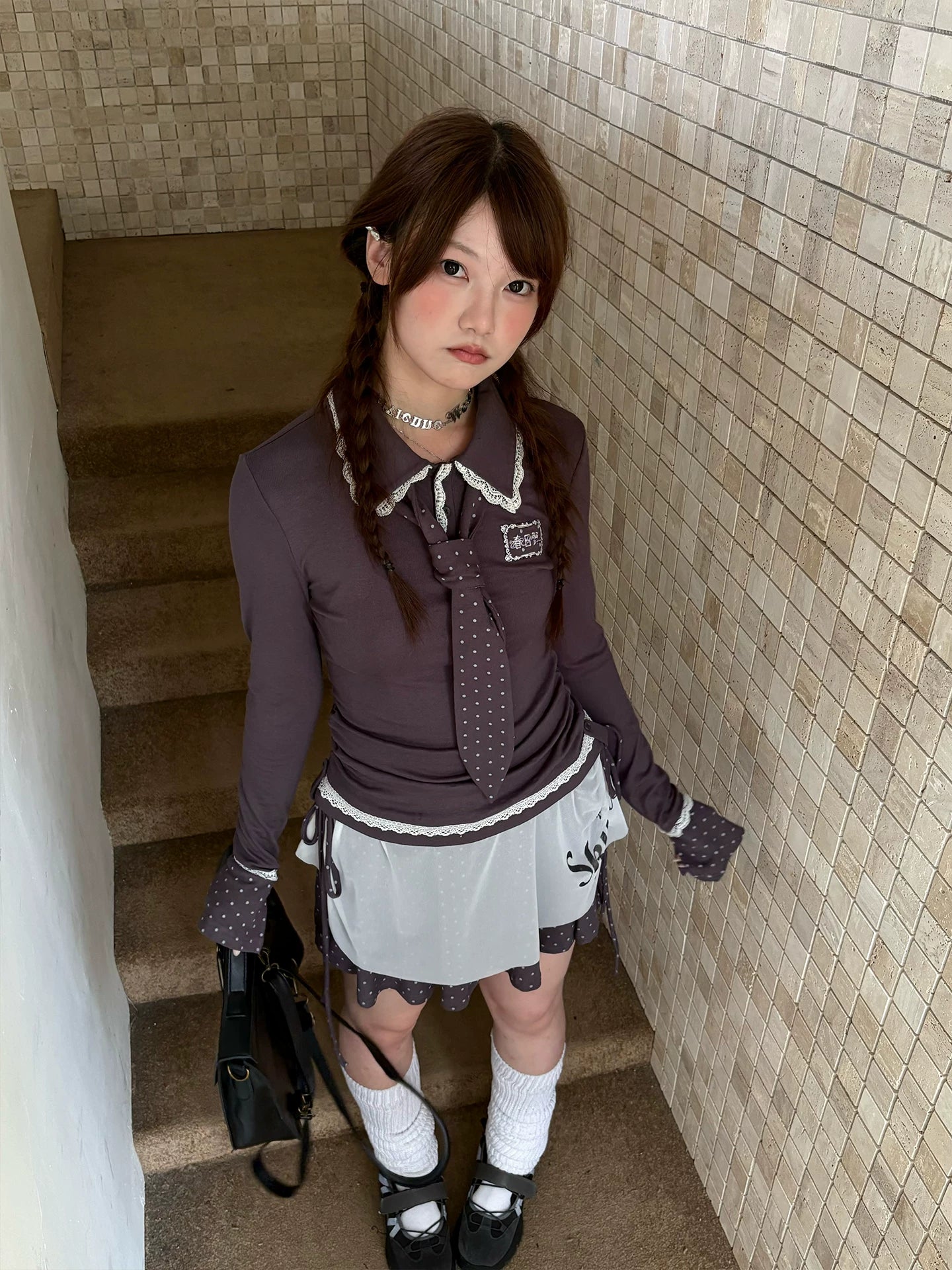 Lace Patchwork Splice Long Sleeve Shirt