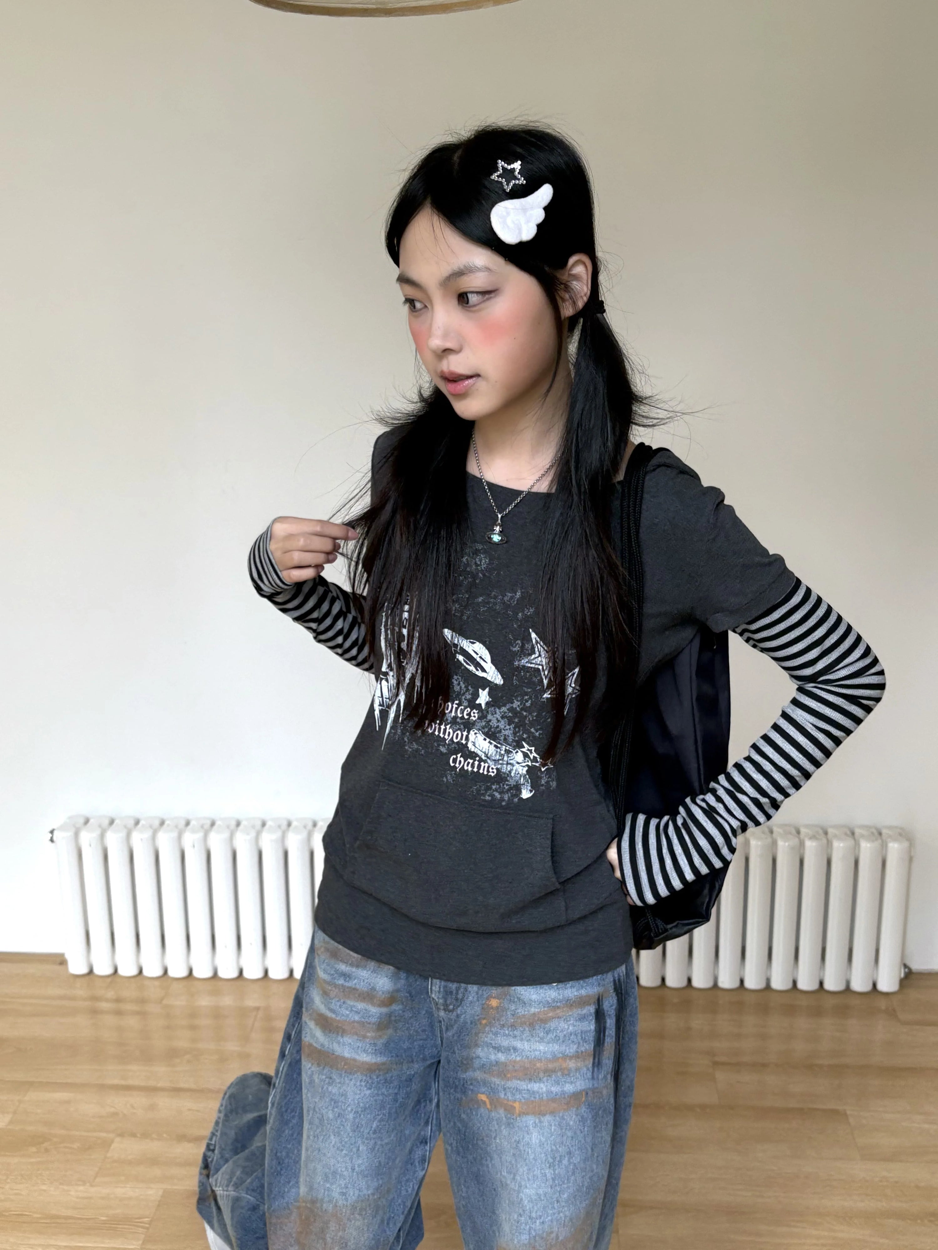 Stripe Patchwork Pullover Hoodie