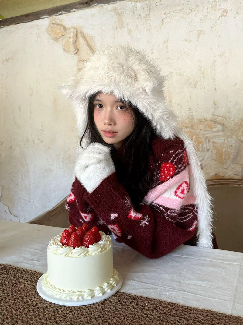 Strawberry Cake Knit Cardigan