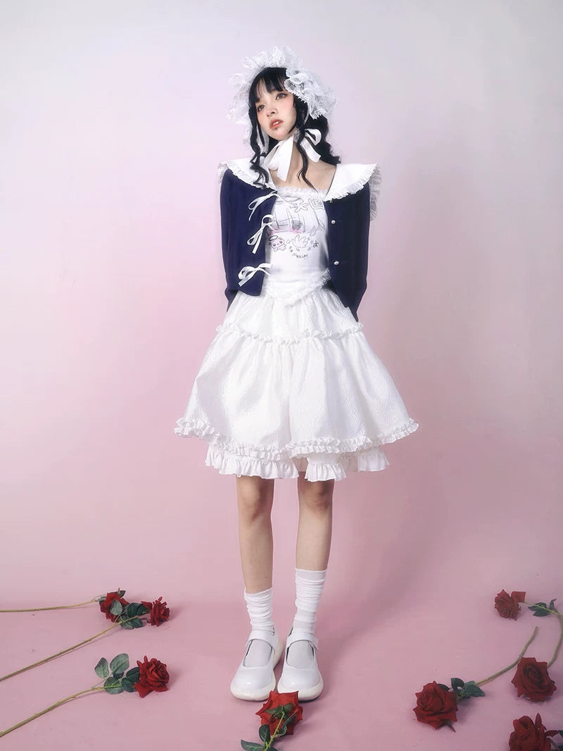 Bow Lace-Up Jacquard Lightweight Jacket