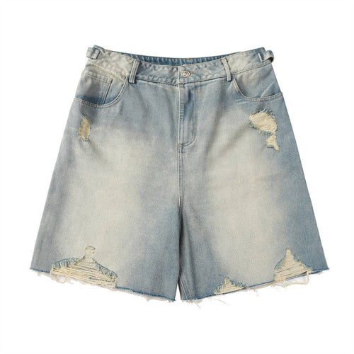 Shorts de mezclilla desgastados y lavados - S / azul