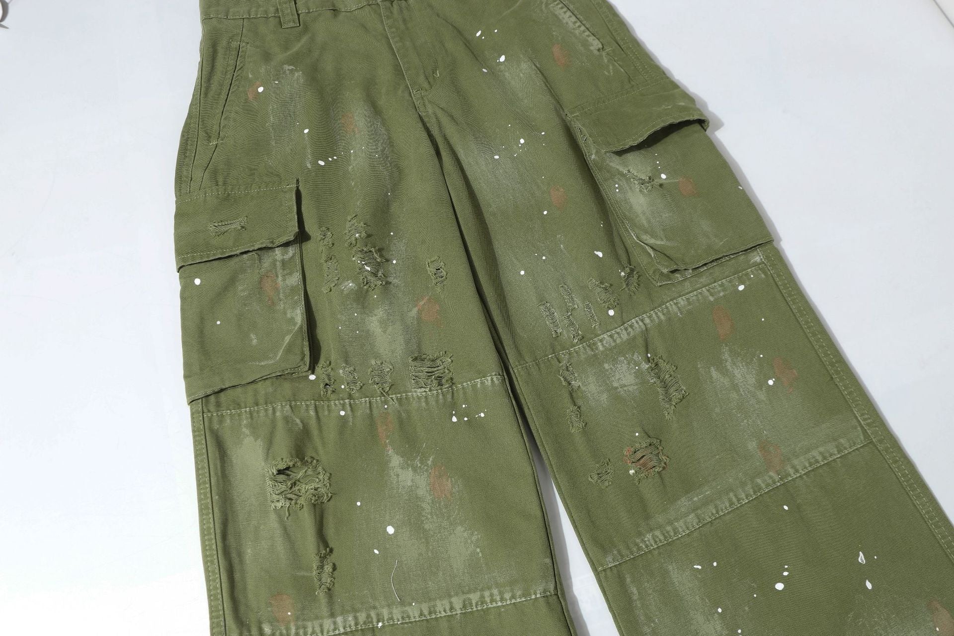 Damage Paint Splatter Multi Pocket Cargo Pants