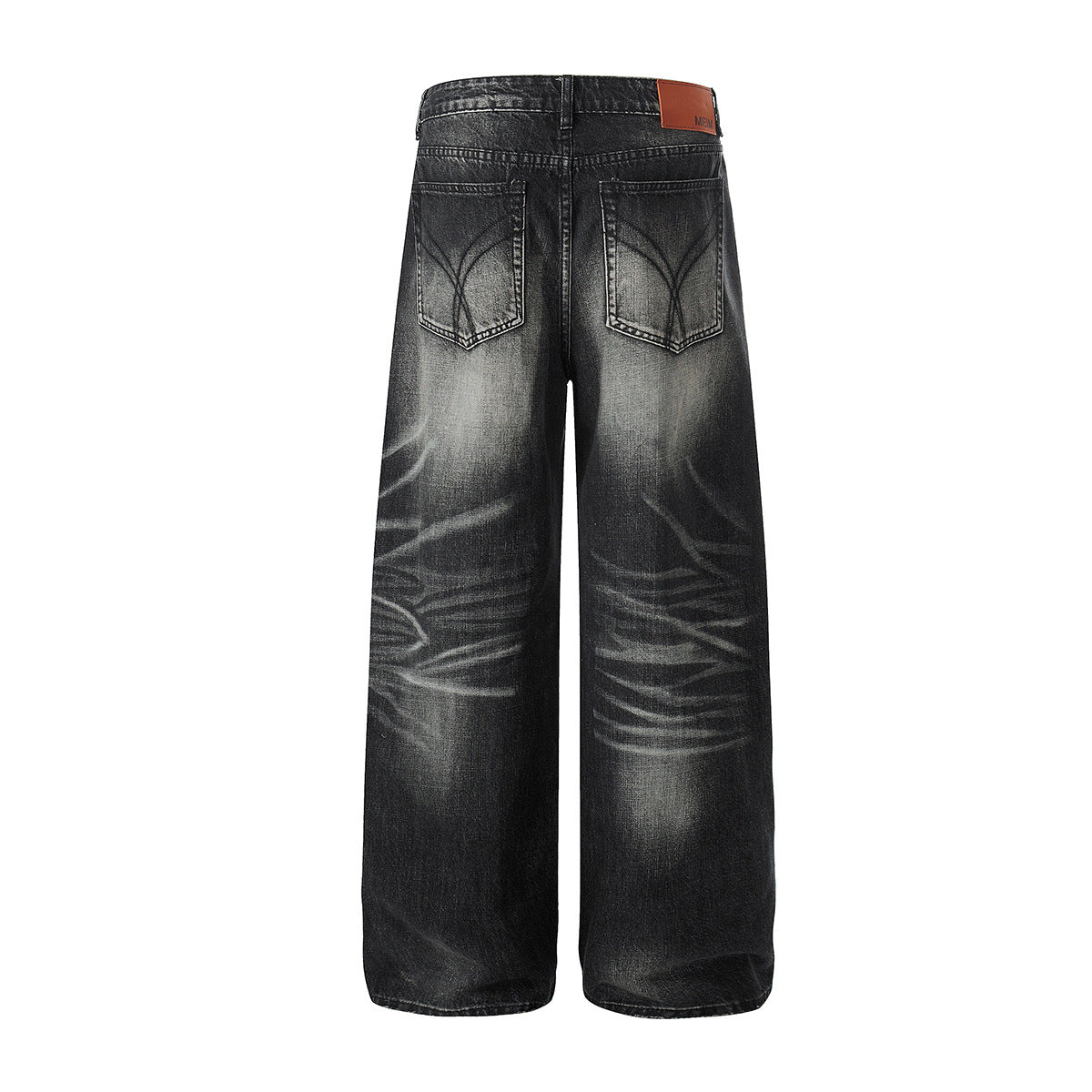 Wash Whisker Wide Leg Denim Jeans