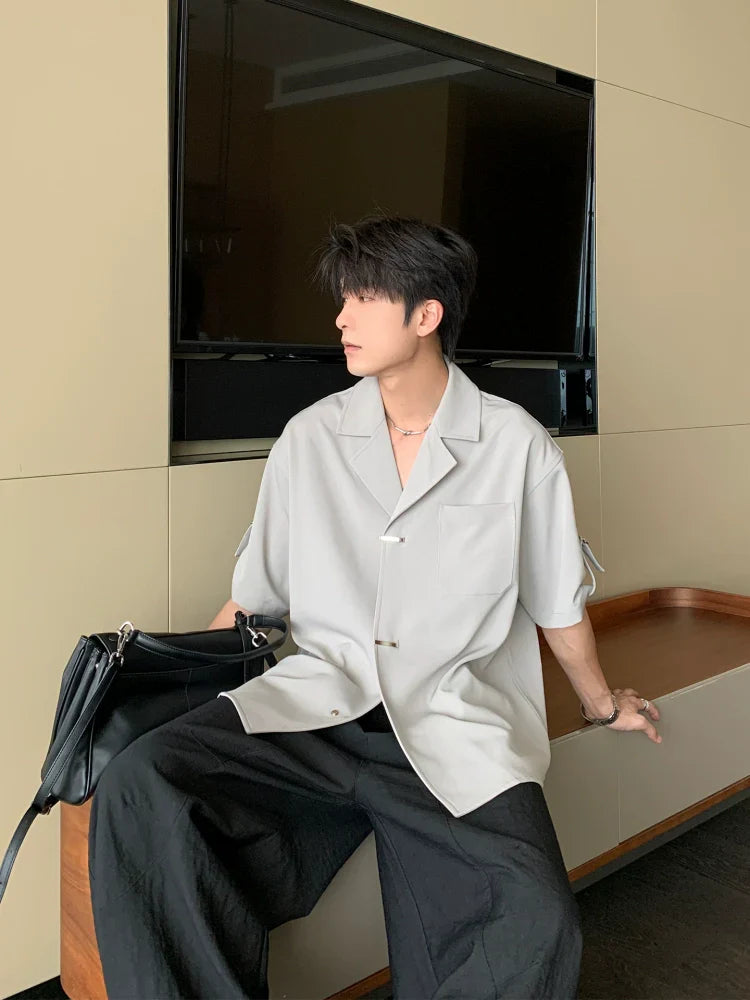 Wrinkle-Free Cuban Collar Short Sleeve Shirt