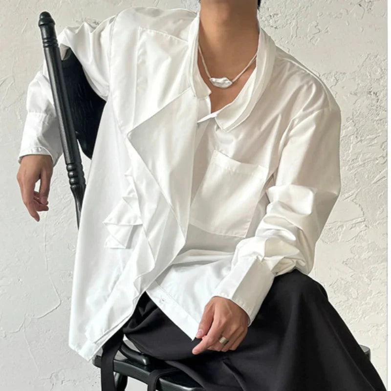 French Ruffle Long Sleeve Shirt