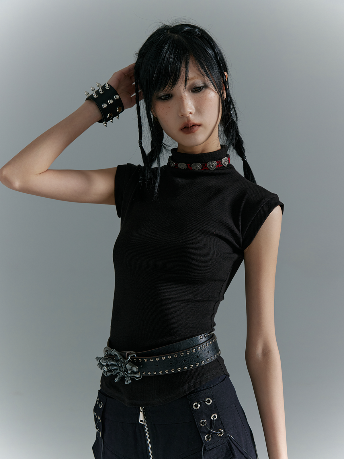 Studs Skull Washed Belt
