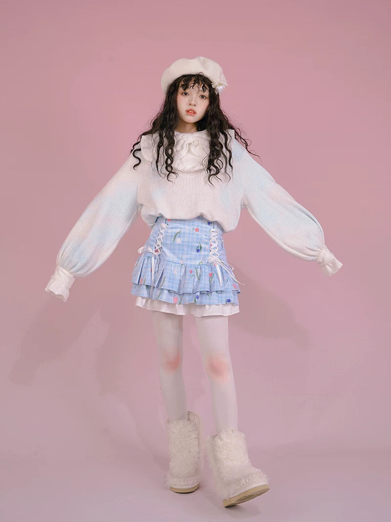 Flower Print Bow Skirt Na8271-K