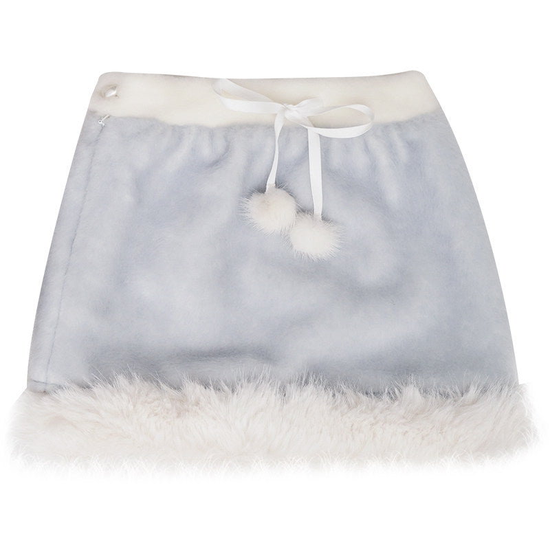 Plush Pom-Pom Short Skirt